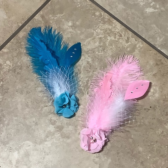 🌸 FLOWER FASCINATOR BOHO FEATHER BOHEMIAN BURLESQUE CLIP HAIR PIECE SHOW GIRL - Picture 7 of 7